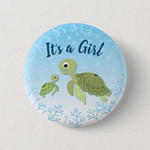Sea Turtle Baby Shower Co-Ed Gender Neutral Button