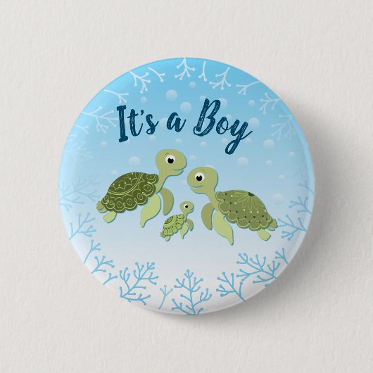 Sea Turtle Baby Shower Co-Ed Gender Neutral Button (Vorderseite)