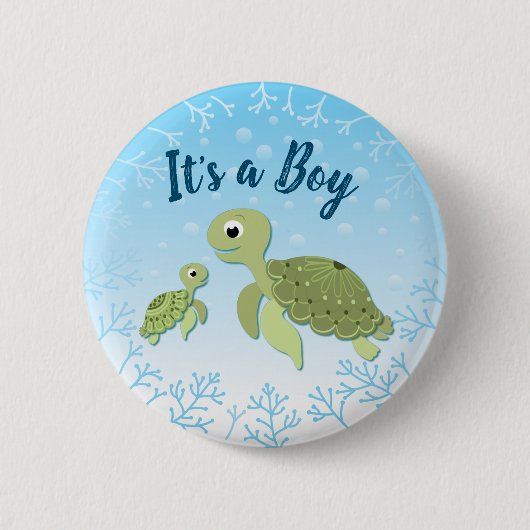 Sea Turtle Baby Shower Co-Ed Gender Neutral Button (Vorderseite)