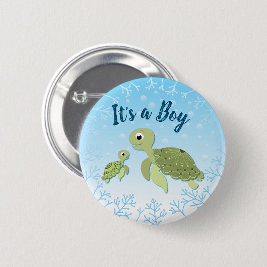 Sea Turtle Baby Shower Co-Ed Gender Neutral Button (Vorne & Hinten)