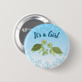 Sea Turtle Baby Shower Co-Ed Gender Neutral Button (Vorne & Hinten)