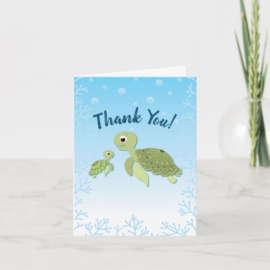 Sea Turtle Baby Shower Co-Ed Gender Neutral Dankeskarte (Vorderseite)