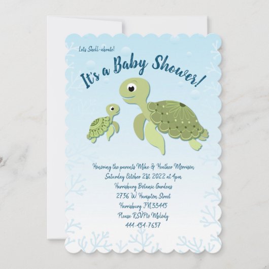 Sea Turtle Baby Shower Co-Ed Gender Neutral Einladung (Vorderseite)