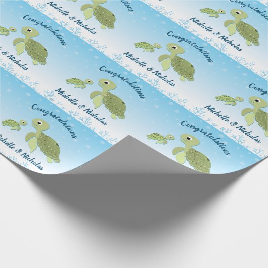 Sea Turtle Baby Shower Co-Ed Gender Neutral Geschenkpapier (Ecke)