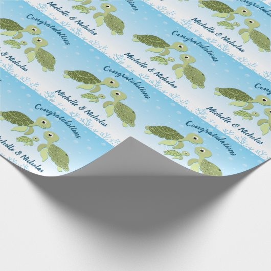 Sea Turtle Baby Shower Co-Ed Gender Neutral Geschenkpapier (Ecke)