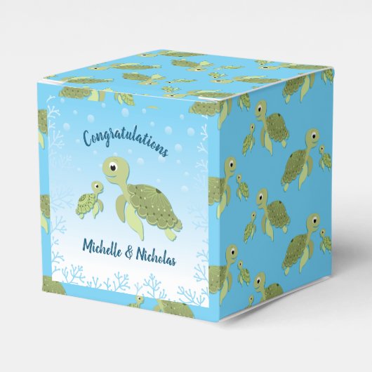 Sea Turtle Baby Shower Co-Ed Gender Neutral Geschenkschachtel (Vorderseite)