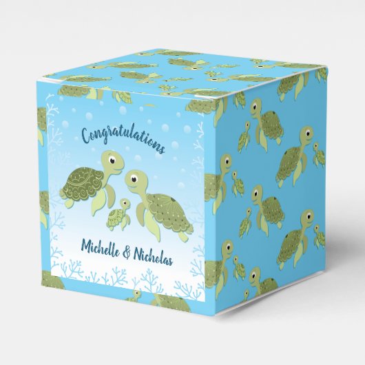 Sea Turtle Baby Shower Co-Ed Gender Neutral Geschenkschachtel (Vorderseite)