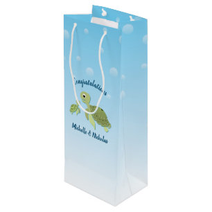 Sea Turtle Baby Shower Co-Ed Gender Neutral Geschenktüte Für Weinflaschen