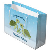 Sea Turtle Baby Shower Co-Ed Gender Neutral Große Geschenktüte (Vorderseite Schrägansicht)