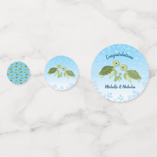 Sea Turtle Baby Shower Co-Ed Gender Neutral Konfetti (Rückseiten)