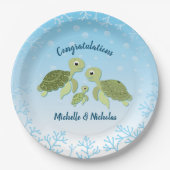 Sea Turtle Baby Shower Co-Ed Gender Neutral Pappteller (Vorderseite)