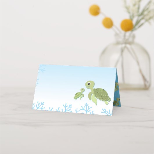 Sea Turtle Baby Shower Co-Ed Gender Neutral Platzkarte (Vorderseite)
