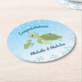 Sea Turtle Baby Shower Co-Ed Gender Neutral Runder Pappuntersetzer (Angewinkelt)