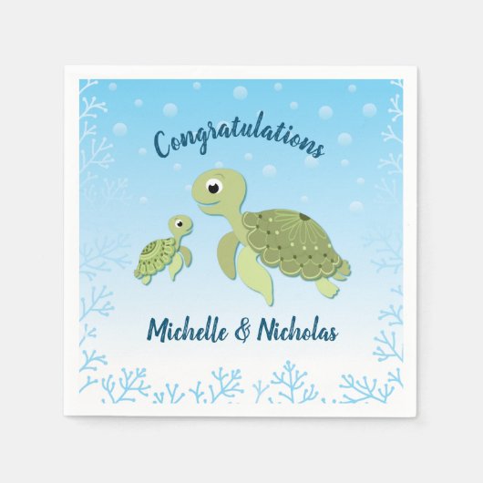 Sea Turtle Baby Shower Co-Ed Gender Neutral Serviette (Vorderseite)