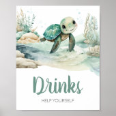 Sea Turtle Baby Shower Drinks Poster (Vorne)
