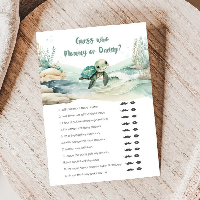 Sea Turtle Baby Shower Guess Mommy oder Daddy Game (Sea Turtle Baby Shower Game)