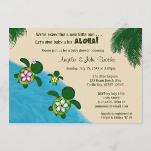 Sea TURTLE Baby Shower Invite YELLOW (Honu) 03B Einladung