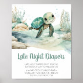 Sea Turtle Baby Shower Spate Night Diapers Poster (Vorne)