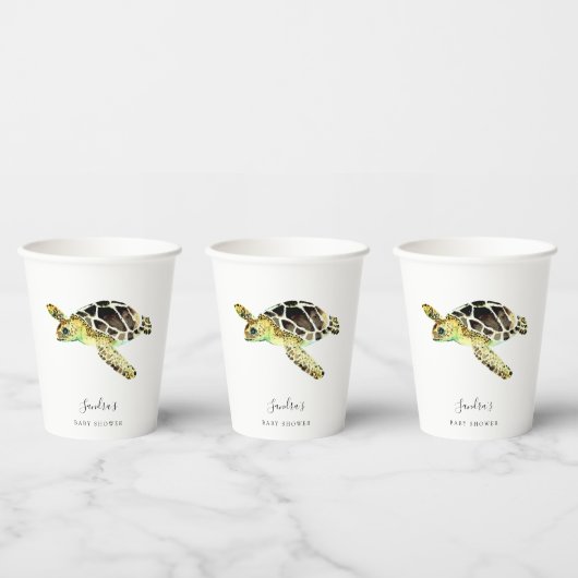 Sea Turtle Baby Shower Wasserfarbe Minimal Pappbecher (Multi)