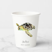 Sea Turtle Baby Shower Wasserfarbe Minimal Pappbecher (Vorderseite)