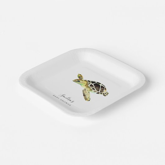 Sea Turtle Baby Shower Wasserfarbe Minimal Pappteller (Gewinkelt)