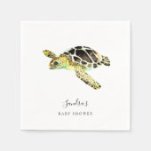 Sea Turtle Baby Shower Wasserfarbe Minimal Serviette (Vorderseite)