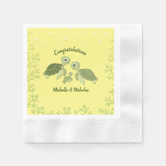 Sea Turtle Baby Showroom Yellow Napkins v2 Serviette (Vorderseite)