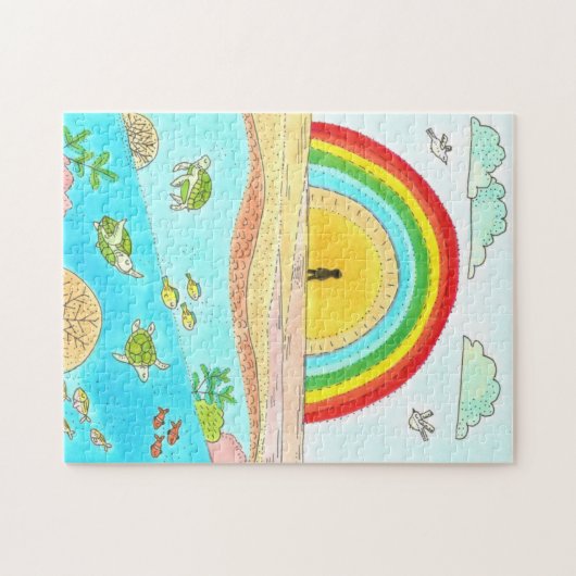 Sea Turtle Beach Adventure Happy Place Personal Puzzle (Horizontal)