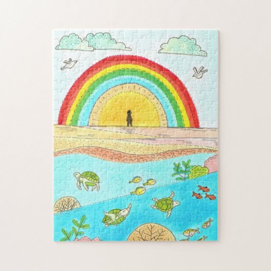 Sea Turtle Beach Adventure Happy Place Personal Puzzle (Vertikal)