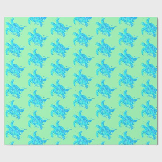 Sea Turtle Beach Coastle Wrapping Paper Geschenkpapier (Flach)