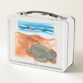 Sea Turtle Beach Fun farbenfroh Metall Brotdose (Rückseite)