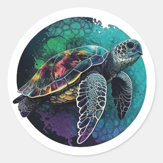 Sea Turtle Beach Lover Ocean Animal Graphic Runder Aufkleber (Vorderseite)