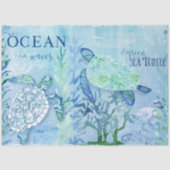 Sea Turtle Beach Ocean Sand Blue Decoupage Seidenpapier (Vorderseite)