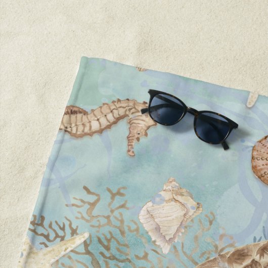 Sea Turtle Beach Ocean Seepferd Muscheln Starfish Strandtuch (Beispiel)