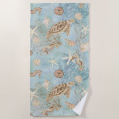 Sea Turtle Beach Ocean Seepferd Muscheln Starfish Strandtuch (Vorderseite)