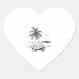 Sea Turtle Beach Sea Palme Türkis Herz-Aufkleber