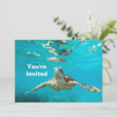 Sea Turtle Birthday Einladung (Stehend Vorderseite)