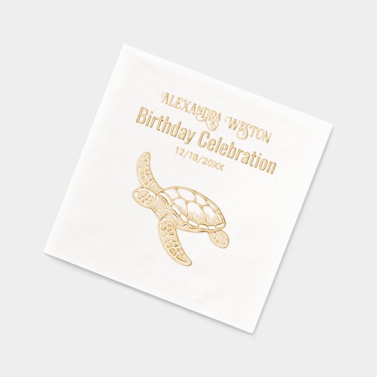 Sea Turtle Birthday Party Feier #7 Name Datum Servietten Mit Folie (Links)