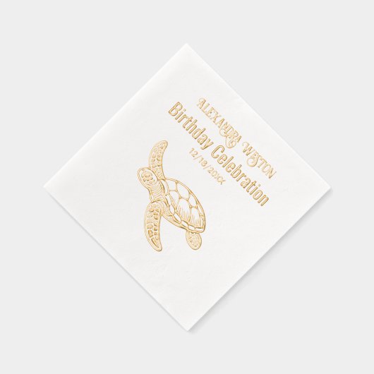 Sea Turtle Birthday Party Feier #7 Name Datum Servietten Mit Folie (Rechts)