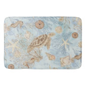 Sea Turtle Blue Ocean Seepferd Starfish Aquarell Badematte (Vorderseite)