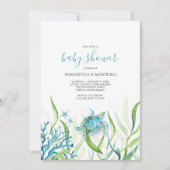 Sea Turtle Blue und Green Baby Shower Einladung (Vorderseite)