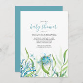 Sea Turtle Blue und Green Baby Shower Einladung (Vorne/Hinten)