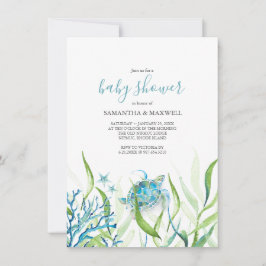 Sea Turtle Blue und Green Baby Shower Einladung