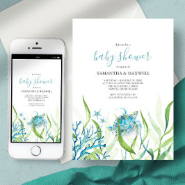 Sea Turtle Blue und Green Baby Shower Einladung