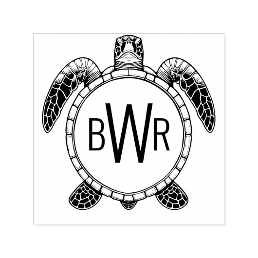 Sea Turtle Bly View 3 Initialen Monogramm #1 Permastempel (Design)