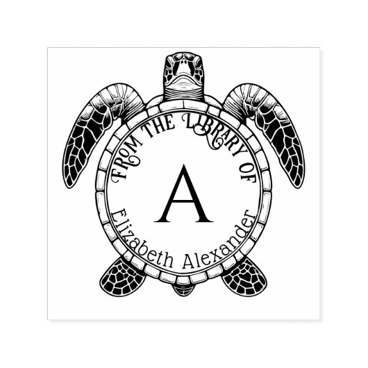 Sea Turtle Bly View Name Erstbibliothek Permastempel (Design)