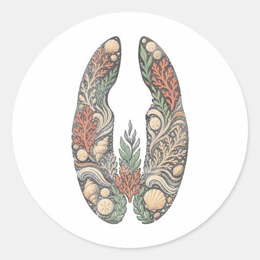 Sea Turtle Botanical Track Nature Sticker (Vorderseite)