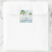 Sea Turtle - Buchzeichen, Babybücher Quadratischer Aufkleber (Tasche)
