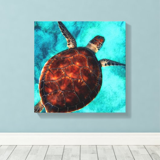 Sea Turtle Canvas Print Leinwanddruck (Insitu (Holzboden))