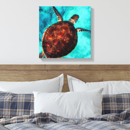 Sea Turtle Canvas Print Leinwanddruck (Insitu (Schlafzimmer))